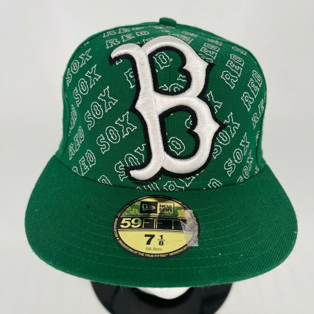 NEW 59Fifty Boston Red Sox Hat Cap New Era MLB Baseball Green Fitted SIZE 7 1/8